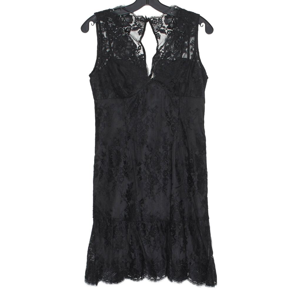 Adrianna Papell Dress Babydoll Floral Lace Whimsigoth Goth Witchy Little Black 4